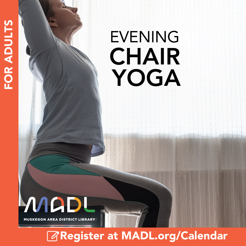 woman doing chair yoga