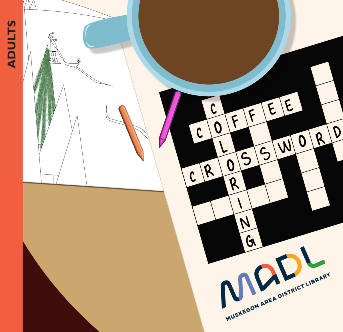 coffee coloring crosswords